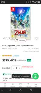 Sanborns Legend Of Zelda Skyward Sword para Nintendo Switch