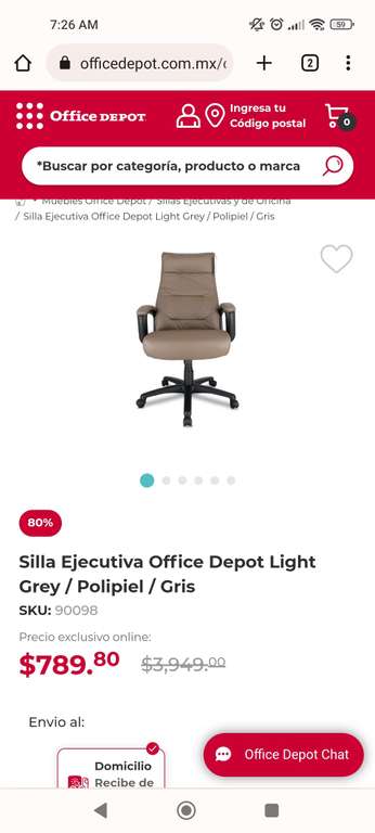 Office Depot: Silla Ejecutiva Office Depot Light Grey / Polipiel / Gris |  Recoger en tienda 