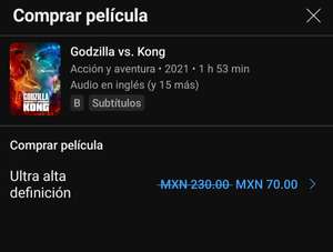 YouTube: Película Godzilla vs. Kong (entre otras)