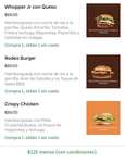 UberEats: Burguer King 4 hamburguesas por 53 pesos
