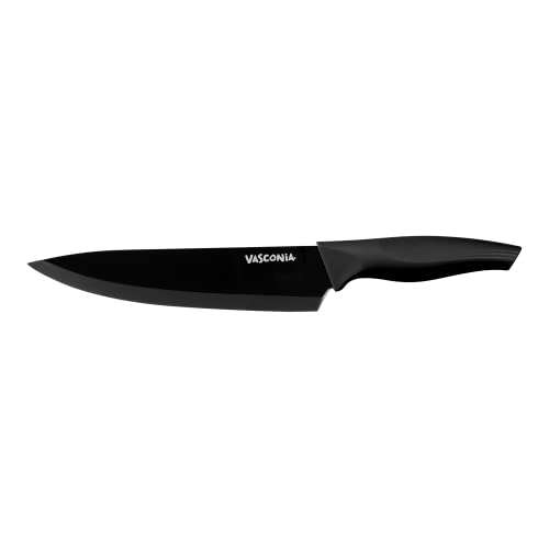 Amazon: Cuchillo de Cocina, Vasconia Básicos, Color Negro, Hecho de Acero Inoxidable y Titanio, 20 cm, Chef