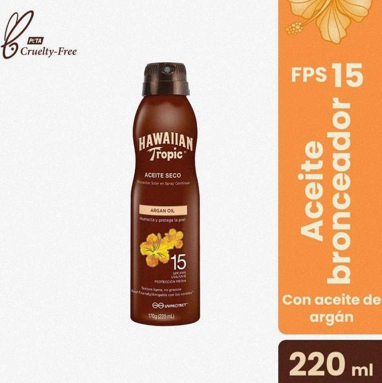 Amazon: Hawaiian Tropic Argán Oil Spf15, 170 g para un bronceado parejo