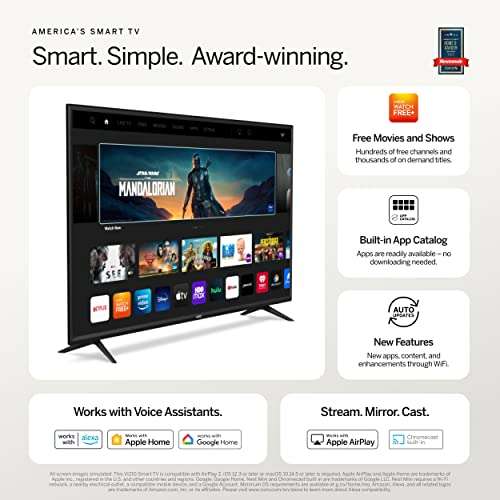 Amazon: VIZIO Smart TV Full HD 1080p de 40 Pulgadas con Apple AirPlay y Chromecast Integrado, compatibilidad con Alexa D40f-J09, Modelo 2022