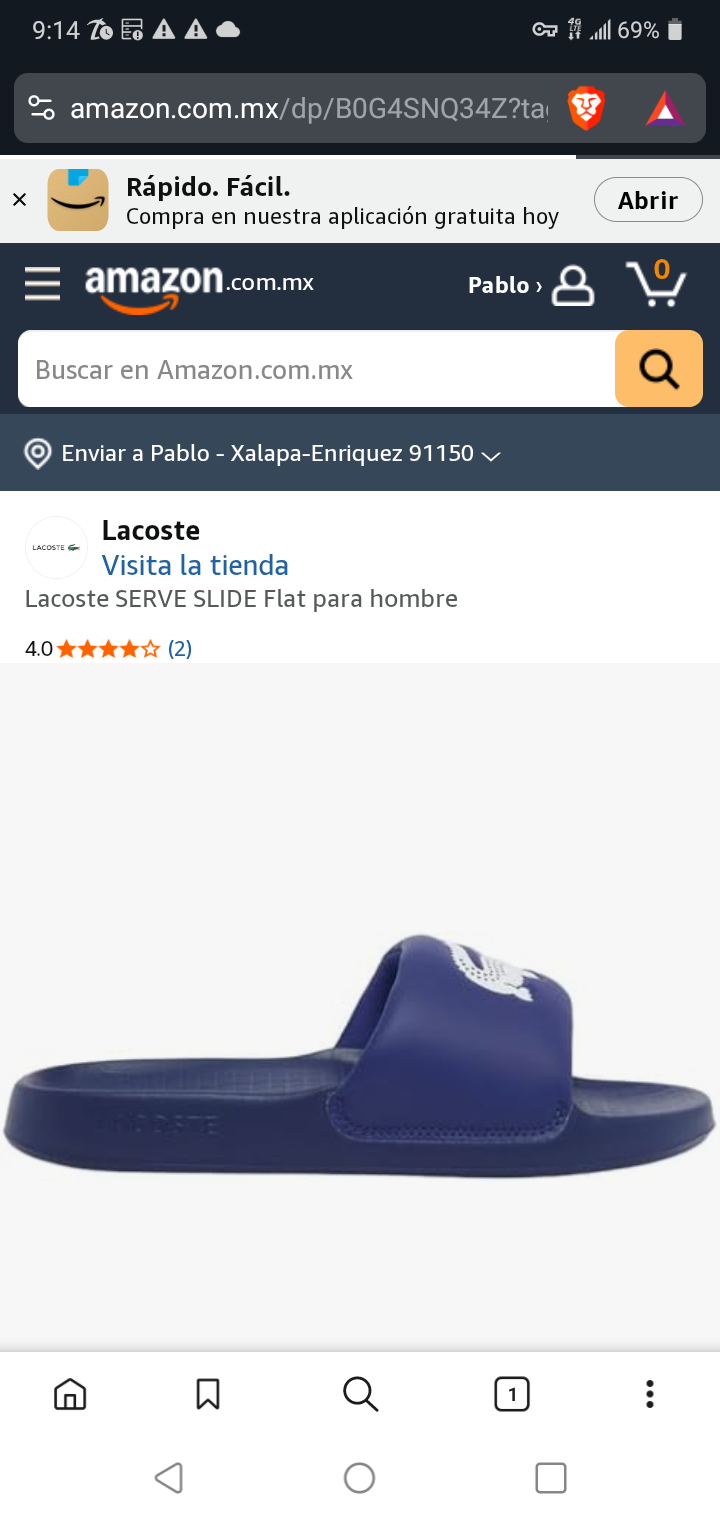 Amazon: Sandalias Lacoste SERVE SLIDE Flat para hombre