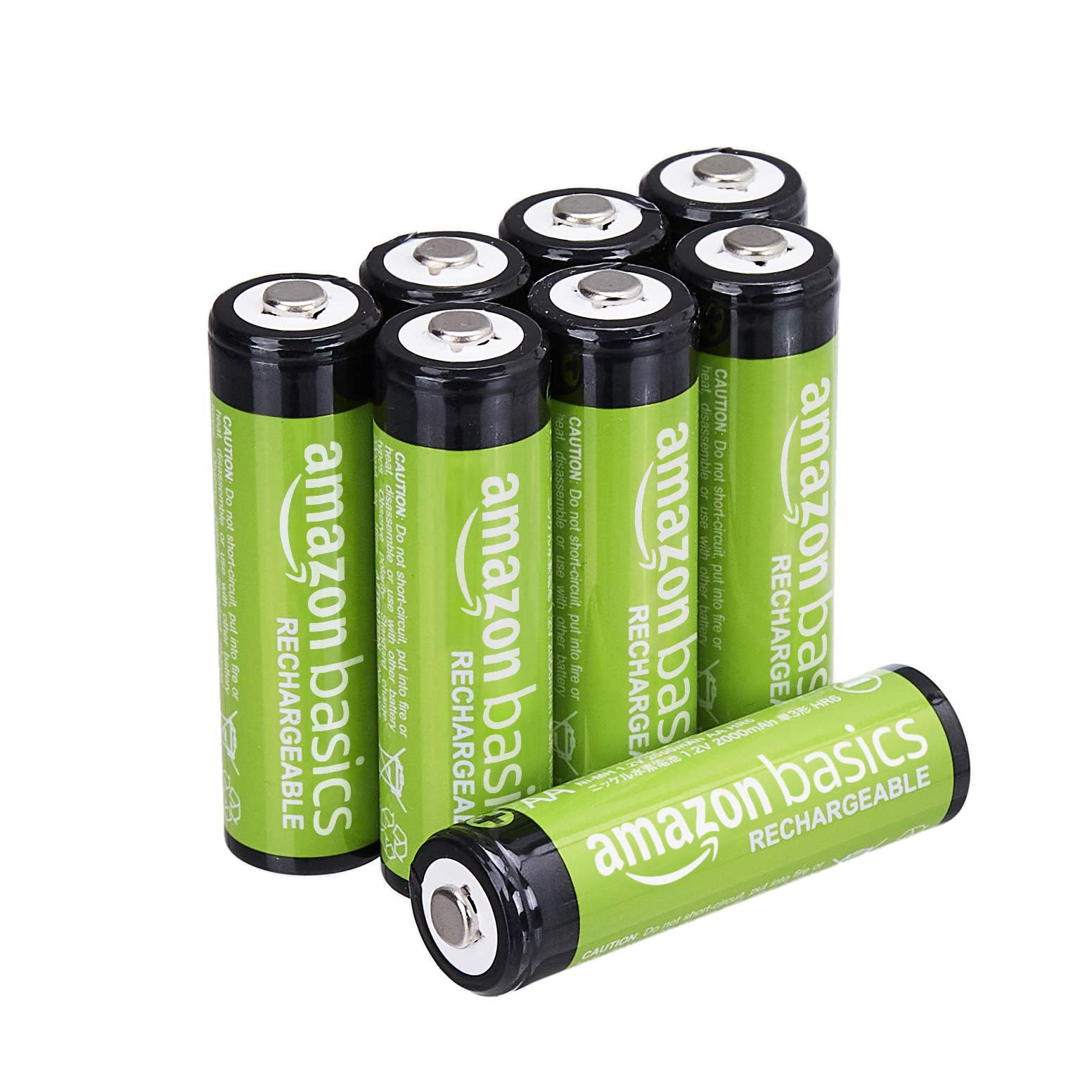 Paquete de 8 pilas recargables AA NiMH, 2000 mAh, recargables hasta 1000 veces, precargadas + 90 dias de Amazon Music Gratis