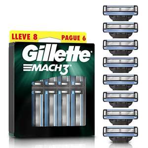 Amazon: GILLETTE Mach3, 8 Cartuchos de Repuestos | envío gratis (planea y ahorra)