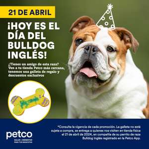 Petco: Galletas gratis por Día del Bulldog Inglés (21 Abril)