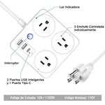 Amazon: Multicontacto Inteligente EASYTAO, 3 Salidas inteligentes independientes + 1 control para 3 puertos USB (mínimo histórico)