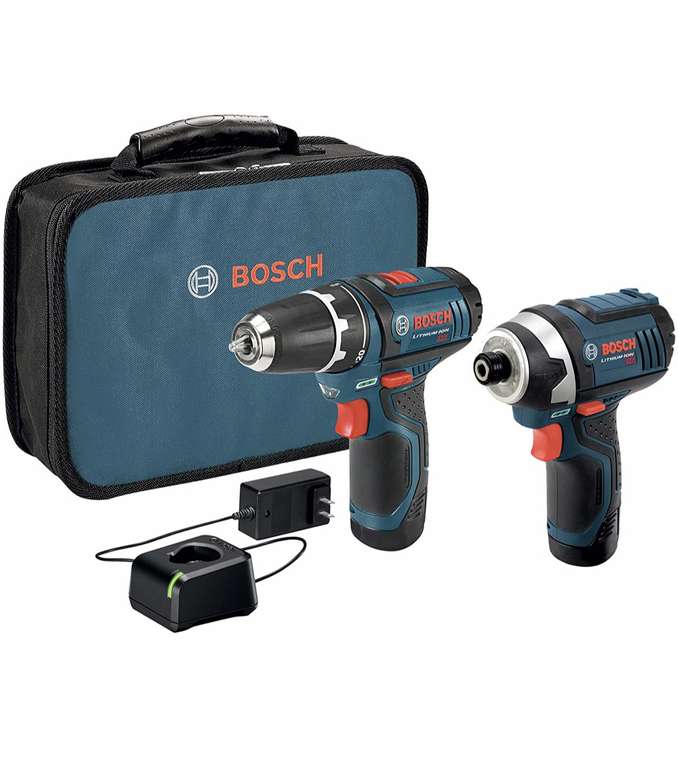 Amazon: Bosch CLPK22-120 Kit combinado de 2 herramientas de 12 V máx. con Taladro/Atornillador de 3/8 (Precio antes de pagar)