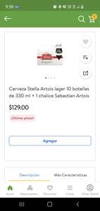 Walmart Express: Cerveza Stella Artois lager 10 botellas de 330 ml + 1 chalice Sebastian Artois