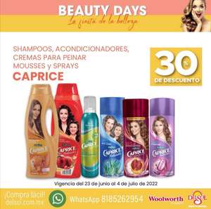 Del Sol y Woolworth: 30% de descuento en shampoos, acondicionadores, cremas para peinar, mousses y sprays Caprice