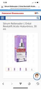 Farmacias Guadalajara: Sérum Rellenador L'Oréal Revitalift Ácido Hialurónico, 30 ml.