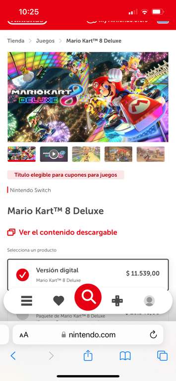 Mario kart digital $696 pesos desde Nintendo eshop argentina