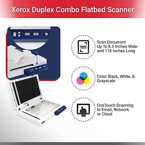Amazon: XEROX - Scanner Portatil Doble - Tamaño Carta & Oficio A4 - Alineacion Automatica - Tecnologia OCR - 30 Pags por Minuto