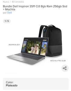 Mercado Libre: Dell inspirion 3511 Core i3 11gen 8 ram 256 ssd + mochila | Pagando con Banorte