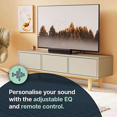 Amazon: Barra de sonido pequeña para TV con Bluetooth, RCA, USB, Opt, y AUX Majority Bowfell - Para mejorar sonido de tv's pequeñas.