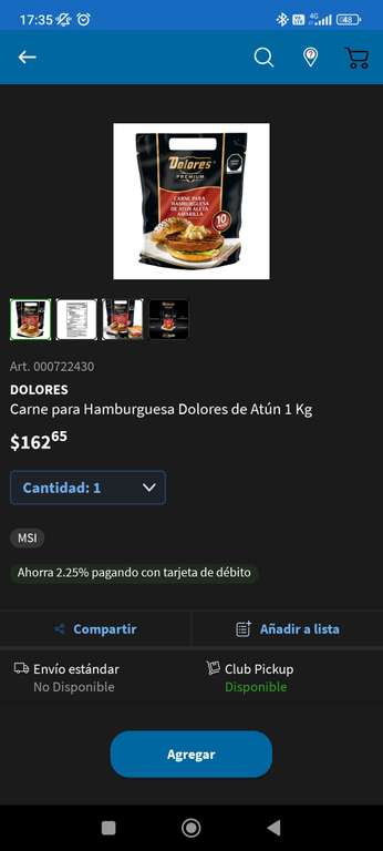Sam's Club: Carne para hamburguesa de Atún de Aleta Amarilla 1 Kg | Farallón, Acapulco