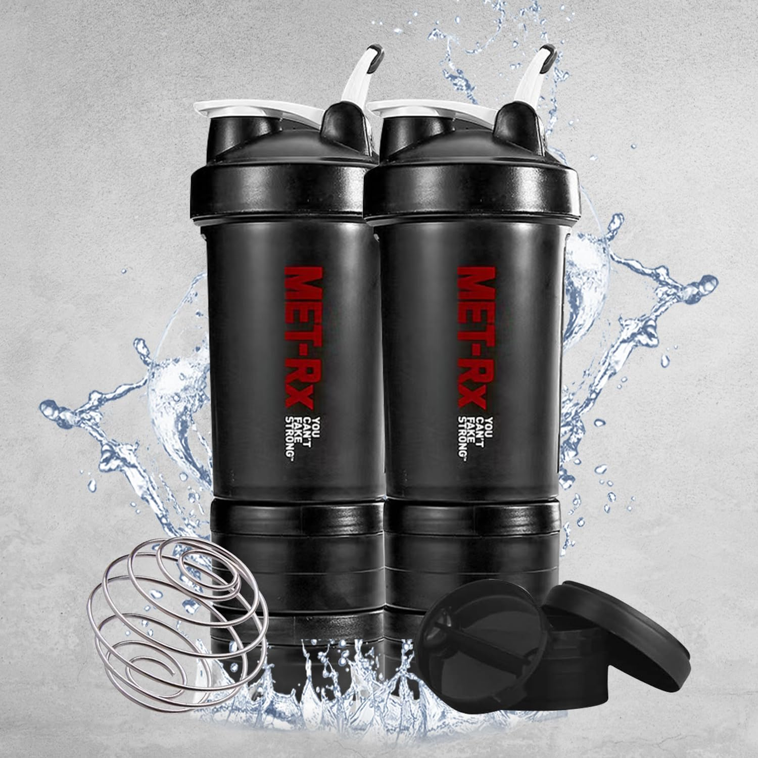 Amazon: (2 piezas)650ML Blender bottles shaker,shaker blender bottles Con 3 niveles caja de almacenamiento