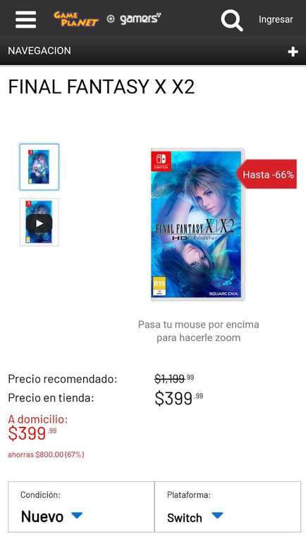 Game Planet: Final Fantasy X|X-2 HD Remaster - Nintendo Switch