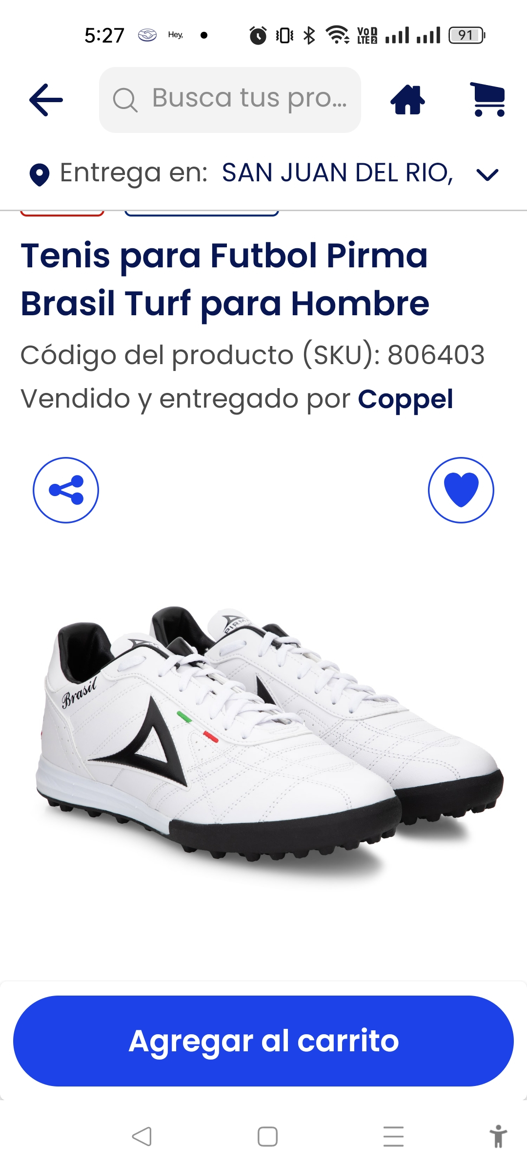 Coppel, Tenis para fútbol Pirma Brasil turf hombre