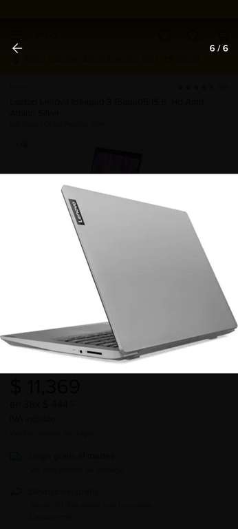 Office Depot Laptop Lenovo IdeaPad 3 15ADA05 / AMD Athlon Silver / 15.6 Pulg. / 1 TB / 8gb RAM / Plata