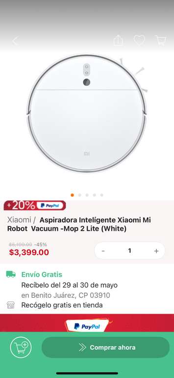 Linio: Aspiradora Xiaomi Mi Robot Vacuum-Mop 2 Lite | Con PayPal