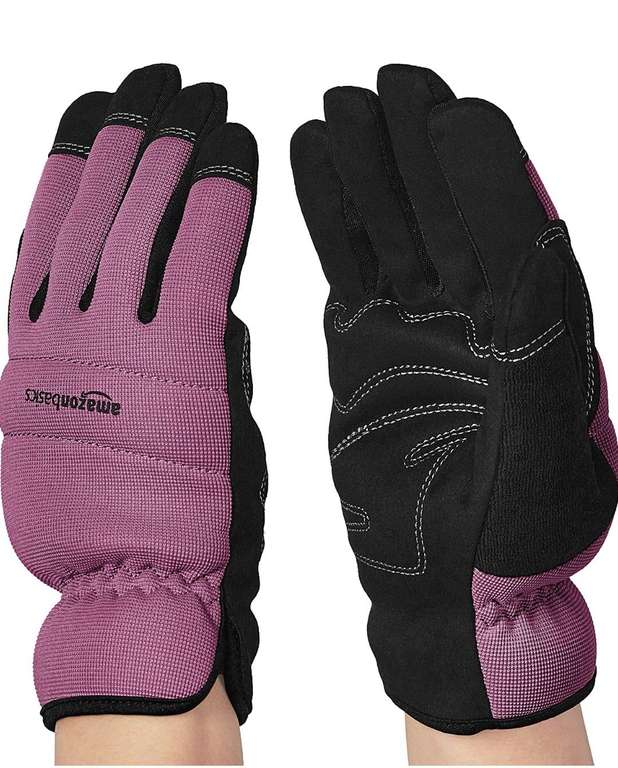AmazonBasics Women's Work Gloves, Garden Gloves, Purple, L