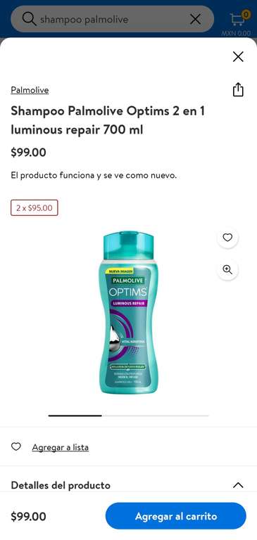 Walmart: Shampoo's Palmolive Optims de 700 ml 2x$95