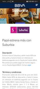 BBVA y Suburbia: Hasta 40% de descuento y 3 ó 6 MSI (Monto mín $700 y $1000)