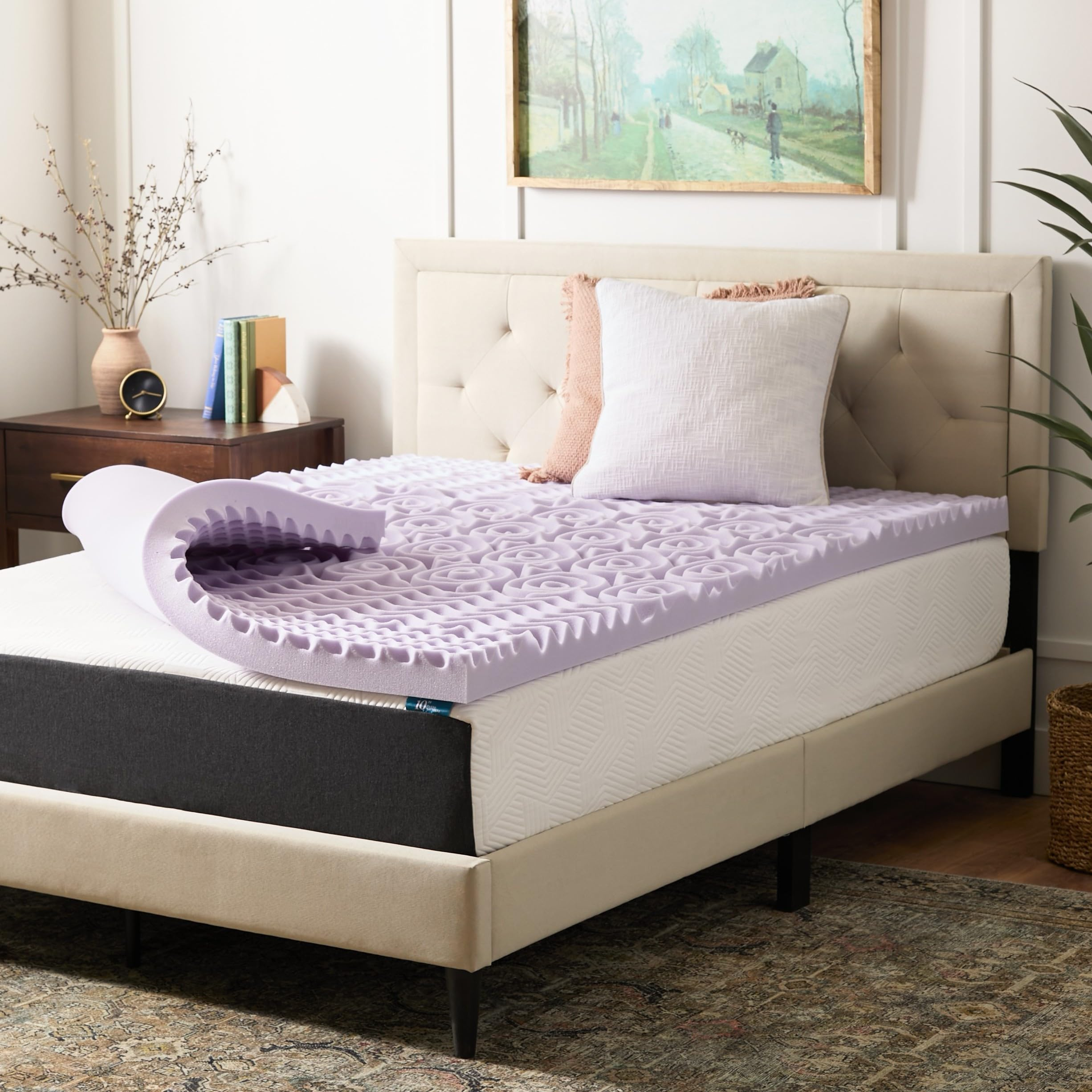 Amazon: Colchoneta de Memory Foam con Infusión de Lavanda Lucid (7.5 cm - Queen)