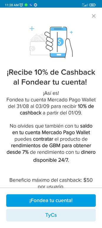 Mercado pago 10% de Cashback