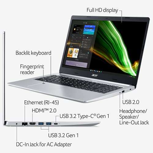 Amazon: Acer Aspire 5 | 15.6" Full HD IPS Display | Ryzen 3 3350U | 4GB DDR4 | 128GB NVMe SSD | WiFi 6 | Lector Huellas | Windows 11 Home in
