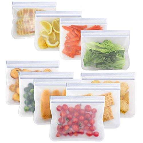 Amazon: Bolsas de Almacenamiento Reutilizables, Salandens Paquete de 10 Bolsa Hermética para Alimentos, para Congelador.