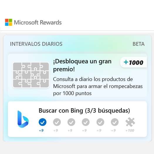 Microsoft Rewards - 1000 puntos al completar rompecabezas por búsquedas | Usuarios Seleccionados