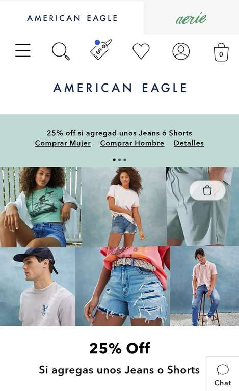 American Eagle: 25% OFF si agregas unos jeans o shorts
