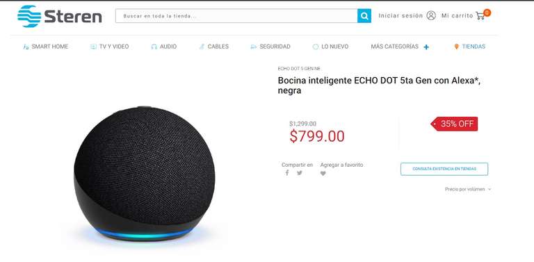 Amazon Echo Dot está en oferta 5 gen en steren