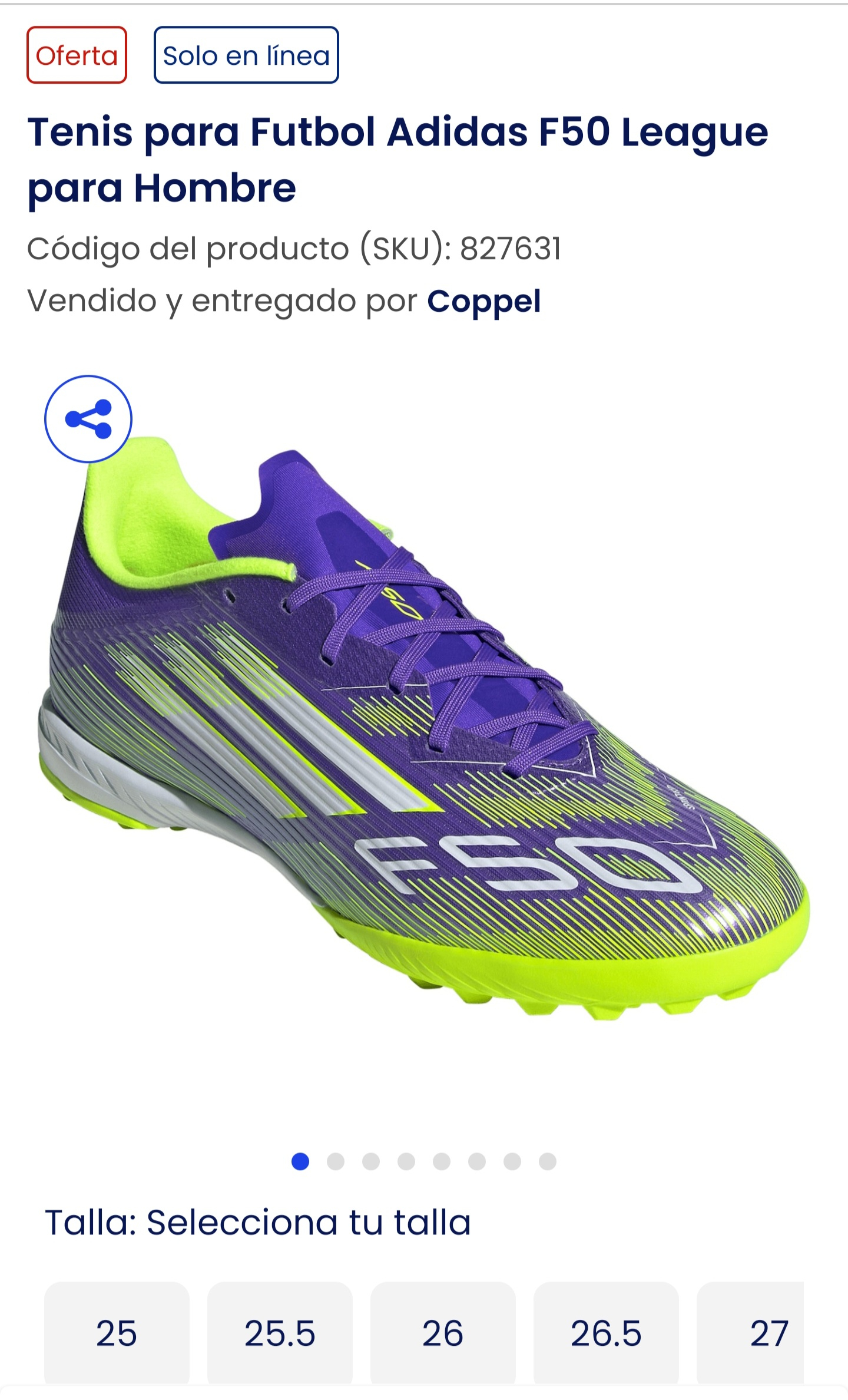 Coppel: Tenis para Futbol Adidas F50 League para Hombre