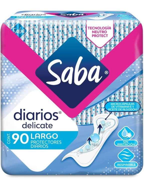 Amazon: Protectores Saba Diarios Largo 90 piezas (Planea y Ahorra)