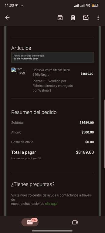 Bodega Aurrera: Steam deck (+15% cashback pagando con cashi)