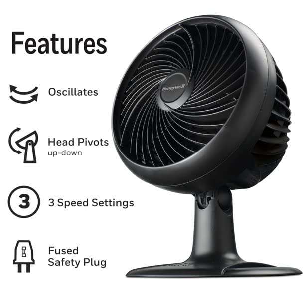 Amazon: Honeywell Ventilador de Mesa Oscilante Turbo Power de 10", Reacondicionado