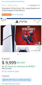 Mercado Libre: PlayStation 5 Slim Disco con Spiderman 2 a $9,499 (leer descripción)
