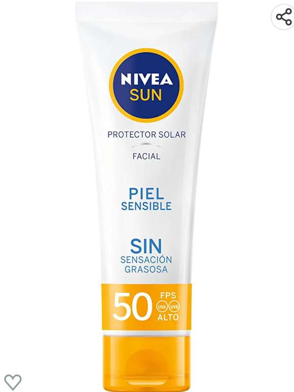 Amazon: Nivea Sun Protector Solar Facial Piel Sensible Fps 50+, 50ml | Planea y Ahorra, envío gratis con Prime