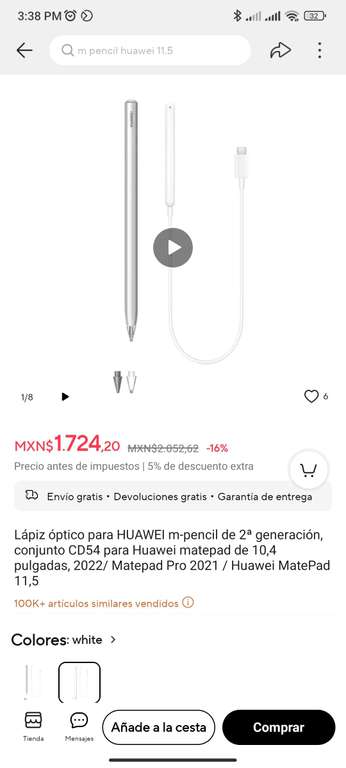 AliExpress: Huawei m-pencil 2ª generación (11.5)