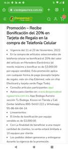 Despensa Bodega Aurrera | Recibe una bonificación del 20% en tarjeta de regalo en compra de telefonía celular seleccionada