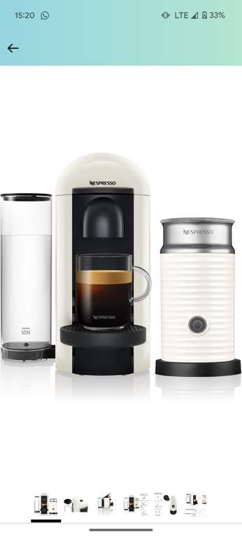 Nespresso - Cafetera de espresso en color negro y De'Longhi con Aeroccino -  Vertuo Plus