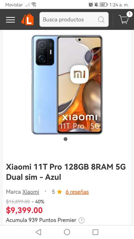 Linio: Xiaomi 11t pro 8/128 con digital HSBC y Paypal