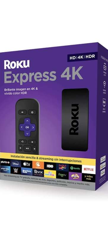Mercado Libre: ROKU Express 4K | con transmisión inalámbrica fluida y Control Remoto Simple, Incluye Cable HDMI Premium