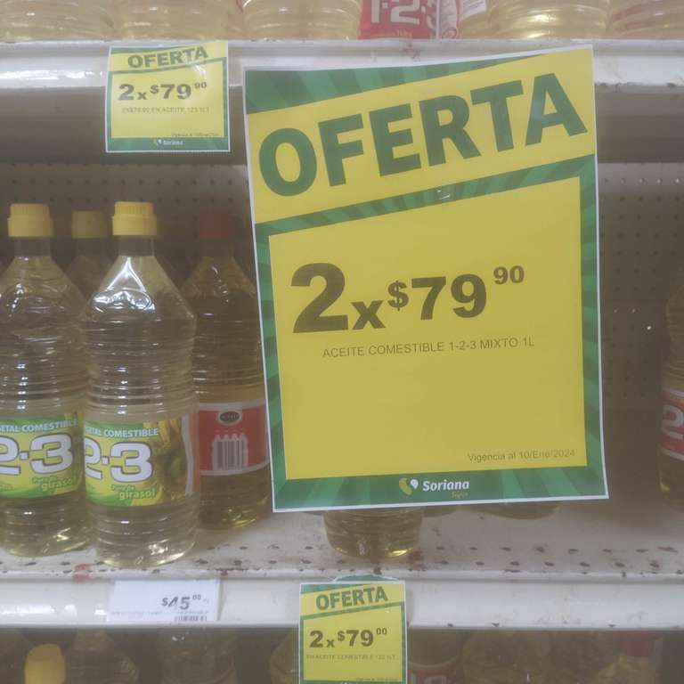 Soriana (Cancun) : Aceite "1-2-3" de 1L 2x$79