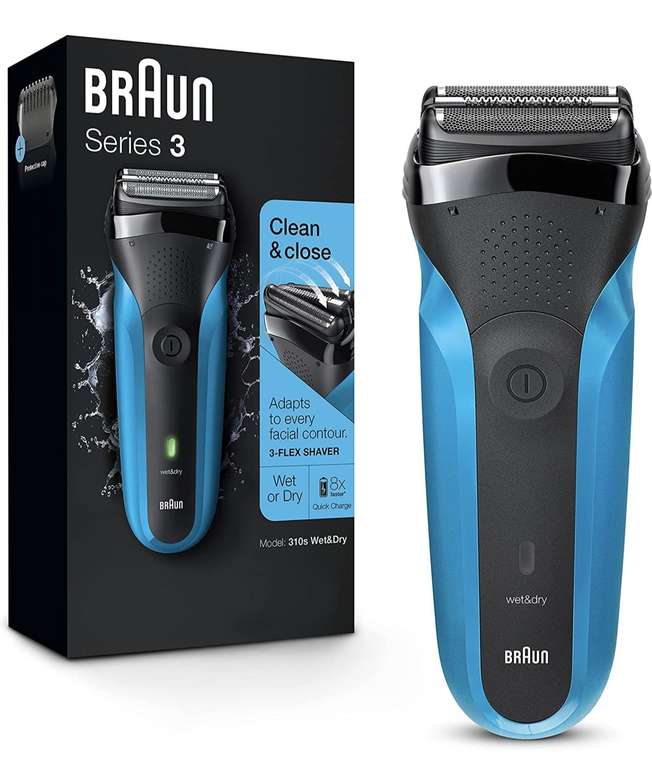 Amazon: Braun Series - Afeitadora eléctrica para hombre (recargable, húmeda y seca), color azul, Máquina de afeitar 310S, Azul