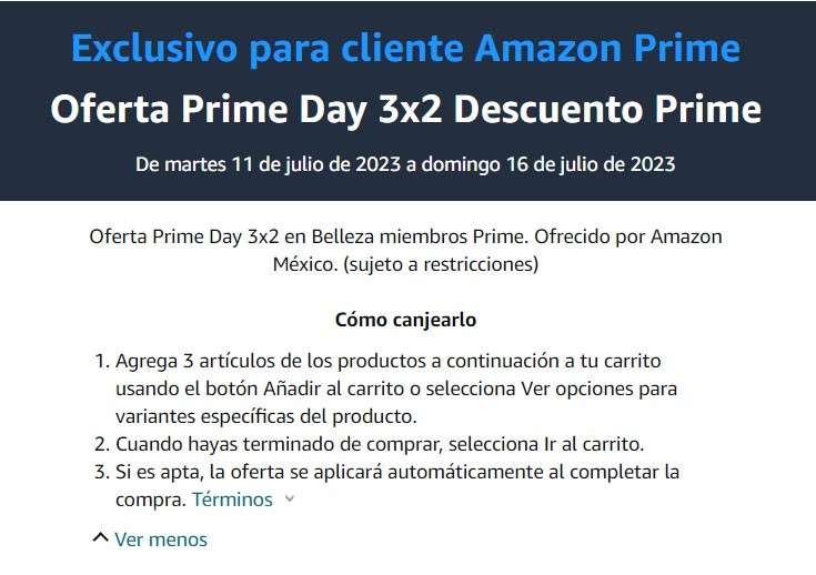 Amazon Prime Day 2023: 3 x 2 en productos seleccionados del departamento Salud y Belleza | Oferta Prime